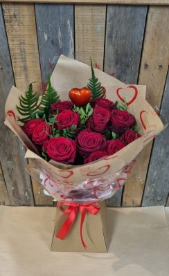 Valentines Red Rose Aqua Bouquet