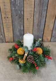 Christmas Pillar Candle Arrangement